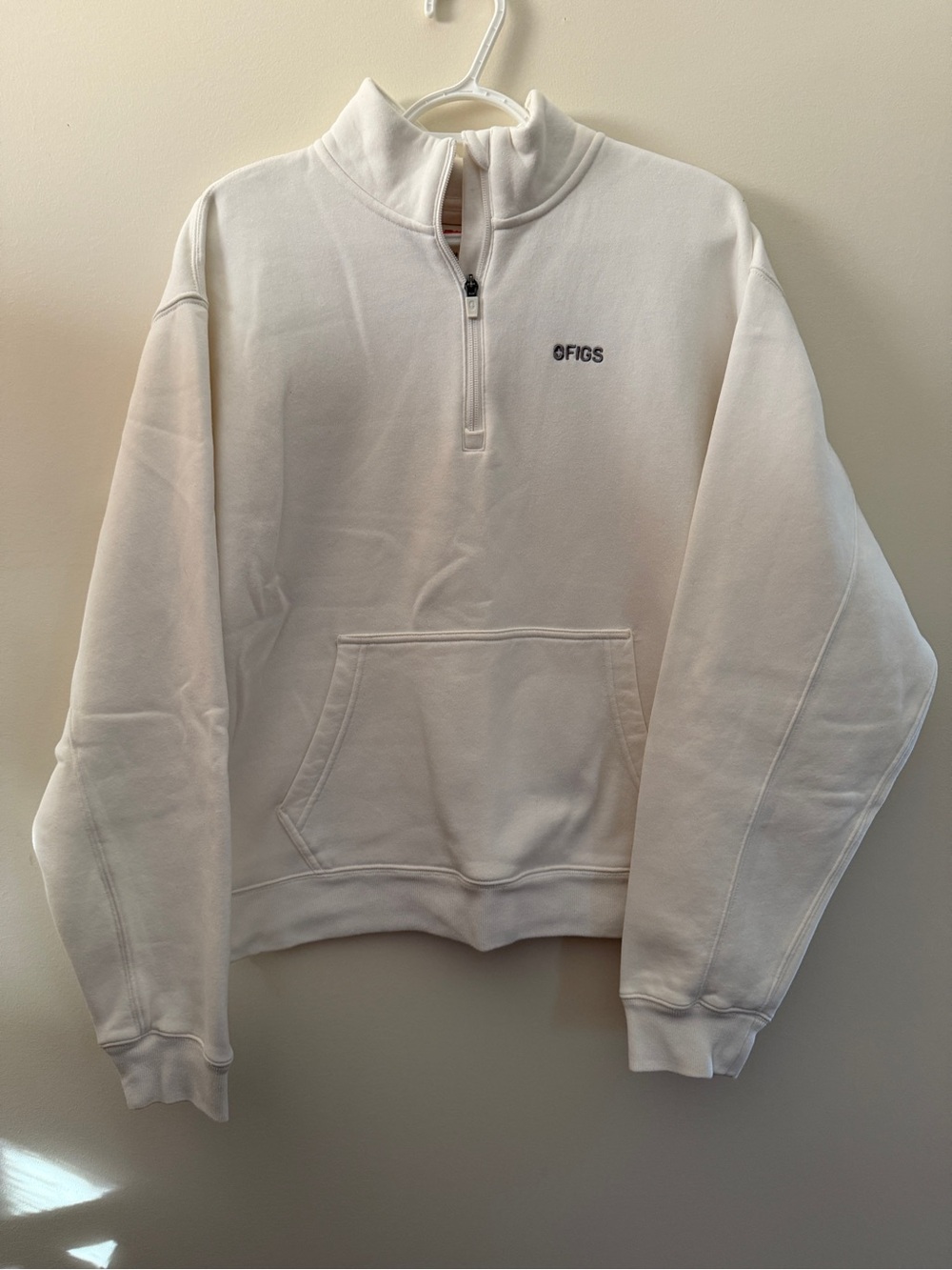 FIGS Women's White Quarter-Zip Pullover Sweatshirt